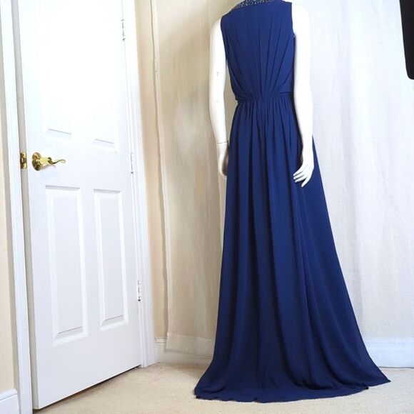 Mac Duggal Formal Gown Navy Chiffon Size 12 - Picture 7 of 13
